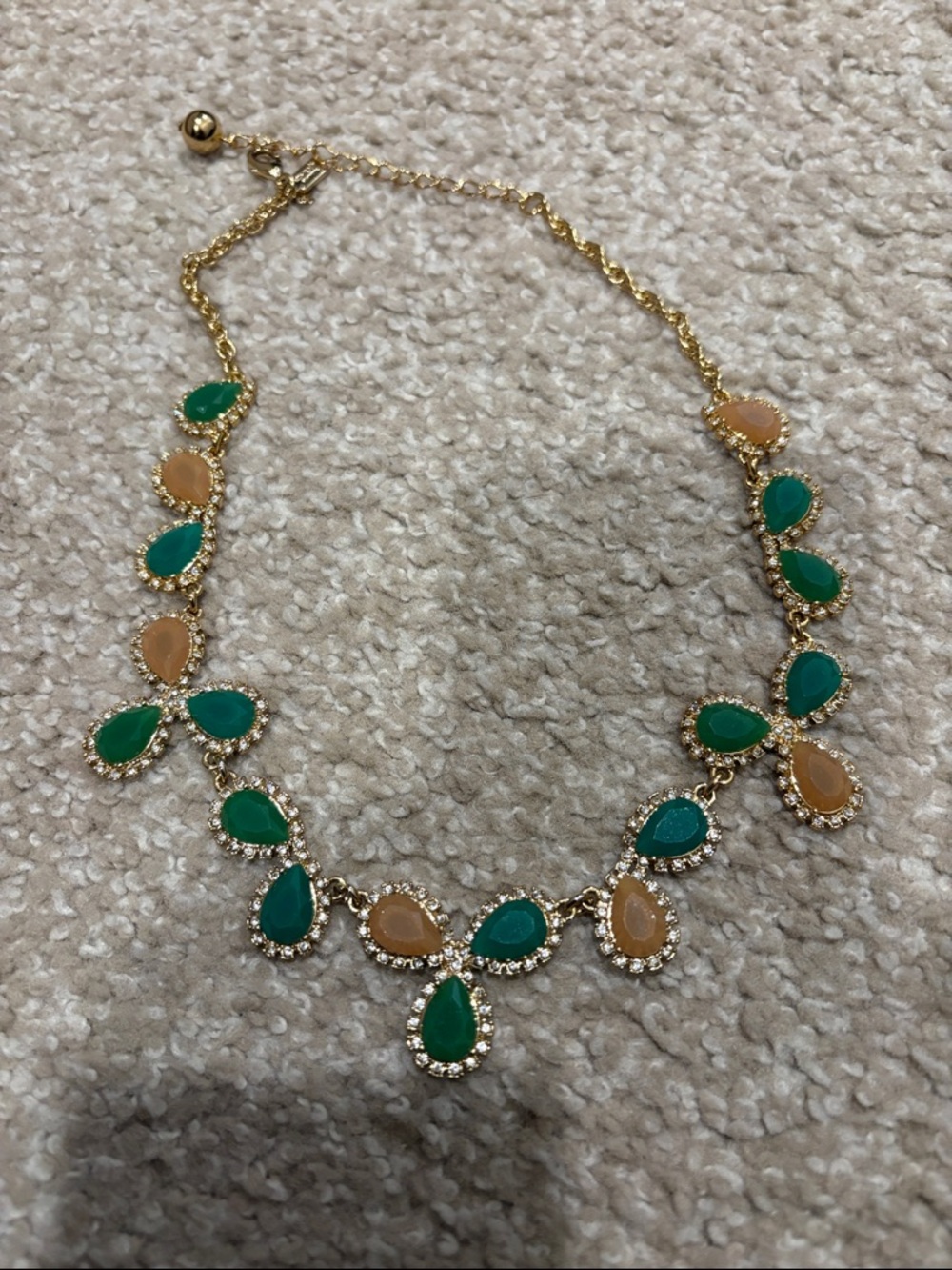 kate spade Gold-Tone Necklace with Green and Peach Teardrops